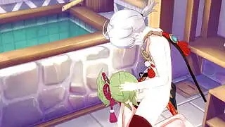 Genshin Impact Hentai - Kazuha x Kuki Shinobu Oral Seks ve Boşalma ile Cinsel İlişki - Japon Asya Manga Anime Oyun Pornosu