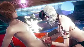 变态性感女孩在泳池边手淫和性交 - 亚洲日本漫画动漫变态3D色情