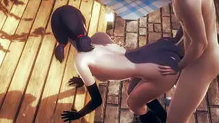 Uğur Böceği Hentai - Parkta Kara Kedi Tarafından El İşi ve Boşalma ile Cinsel İlişki - Japon Asya Manga Anime Oyun Pornosu